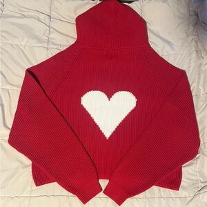 Viral vwoollo brand new red heart knit hoodie(L)